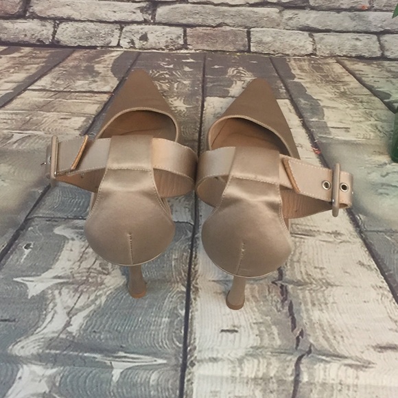 Isaac Mizrahi Champagne Satin Ankle Strap Heels - Picture 4 of 8